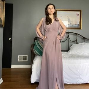 Azazie size 0 dark lilac long bridesmaid dress long sleeves